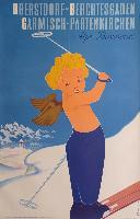 OBERSTDORF-BERCHTESGADEN - GARMISCH-PARTENKIRCHEN - ALPES BAVAROISES - affiche originale par Reindl (1953)