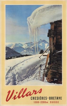 VILLARS CHESIERES-BRETAYE 1300-2200 M SUISSE - affiche originale par Franz Schneider (1954)
