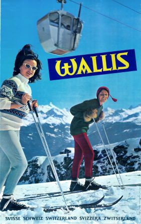 WALLIS SUISSE SCHWEIZ (VALAIS CRANS-MONTANA) - affiche originale par Deprez (1959)