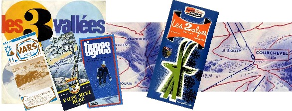 Anciens dépliants touristiques, vieilles brochures et plans des pistes de ski