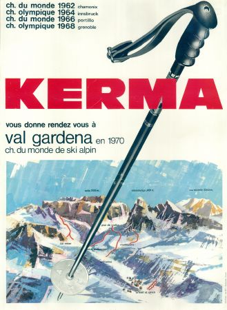 KERMA VOUS DONNE RENDEZ-VOUS A VAL GARDENA EN 1970 - affiche originale