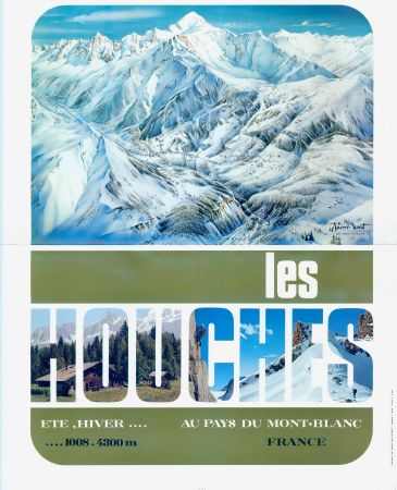 LES HOUCHES ETE HIVER...  AU PAYS DU MONT-BLANC - affiche originale (ca 1975)