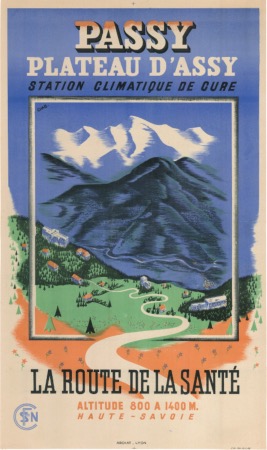 PASSY - PLATEAU D'ASSY - LA ROUTE DE LA SANTE - affiche originale SNCF par Chab (1942)